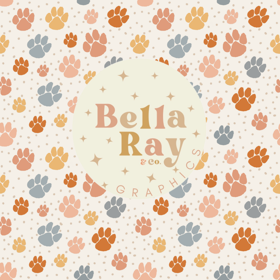 Colorful paw prints