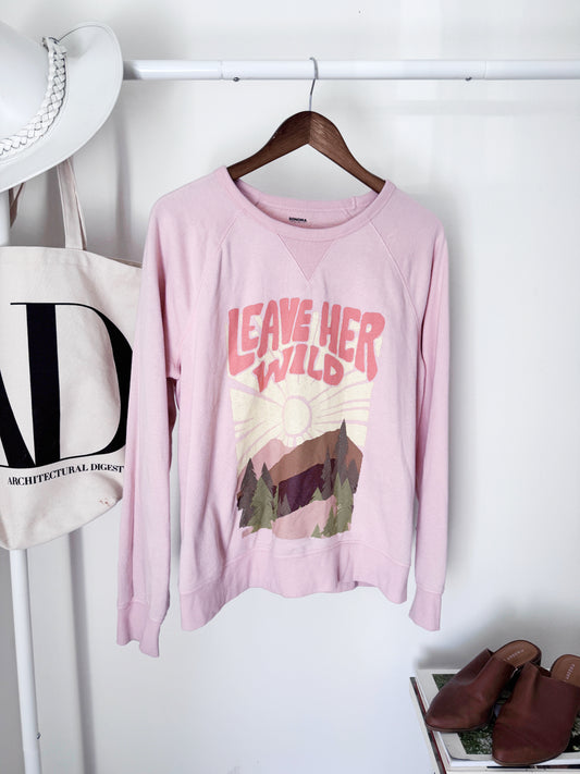 Sonoma leave her wild graphic pullover size large