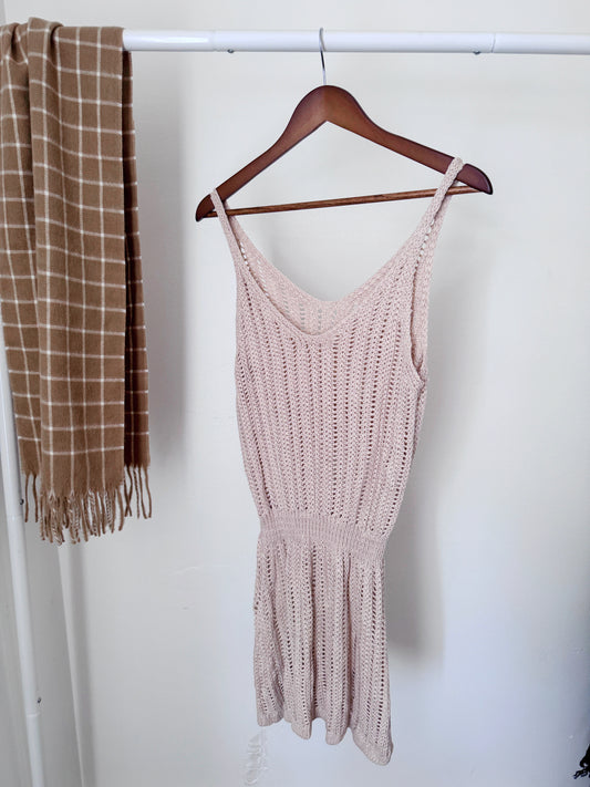 Crochet tan bathing suit coverup size small/medium