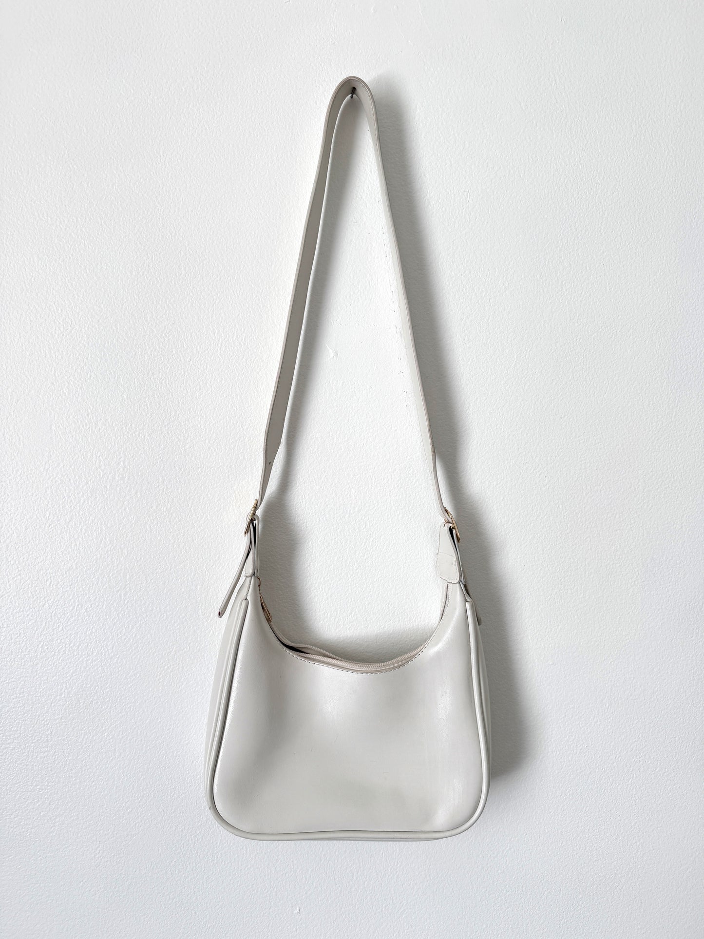 White leather crossbody purse