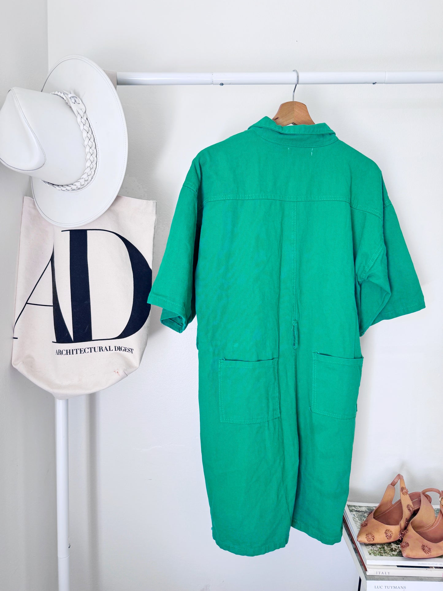 Forever21 green short jumpsuit size M/L