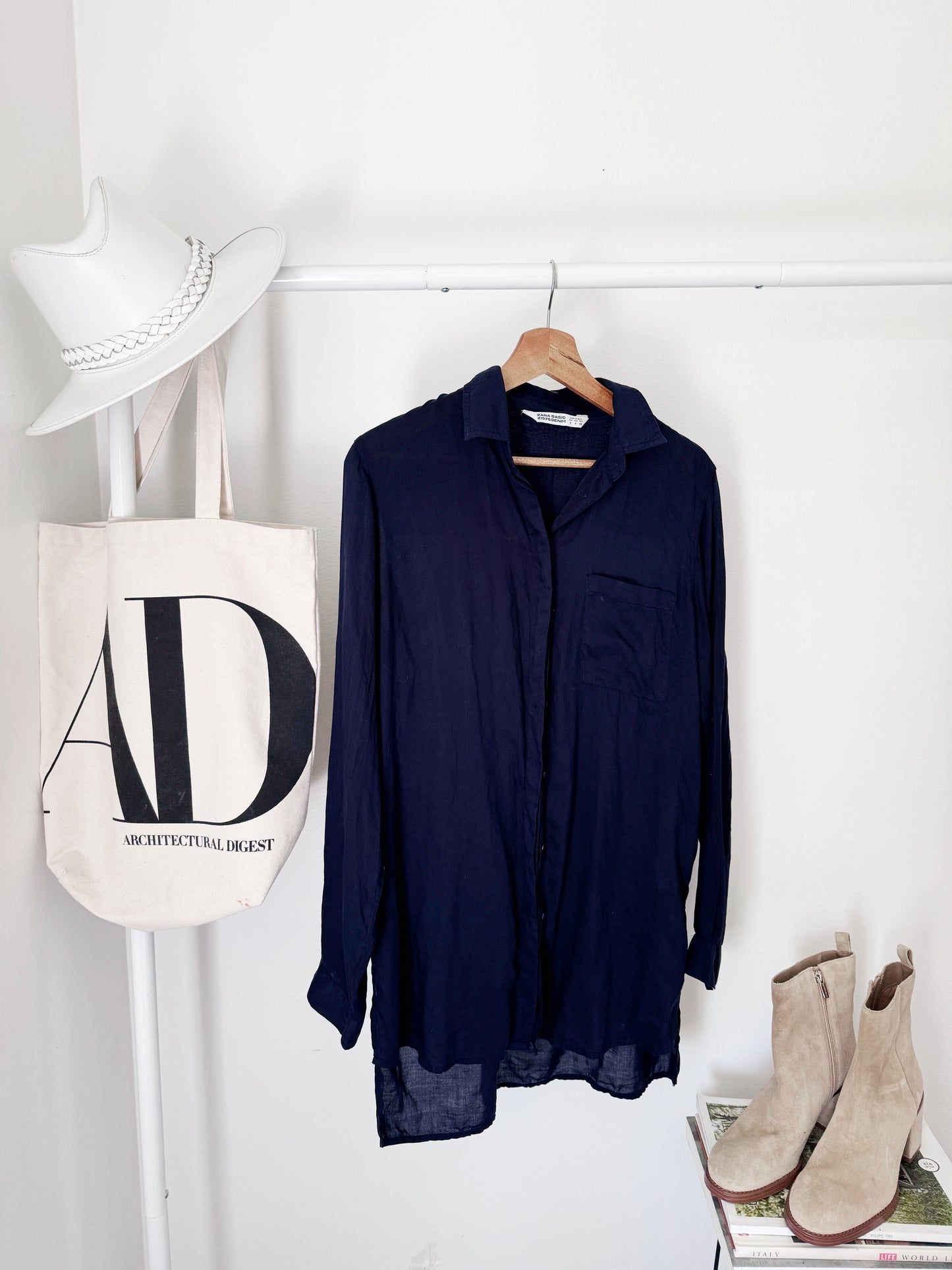 Navy blue Zara button down size small