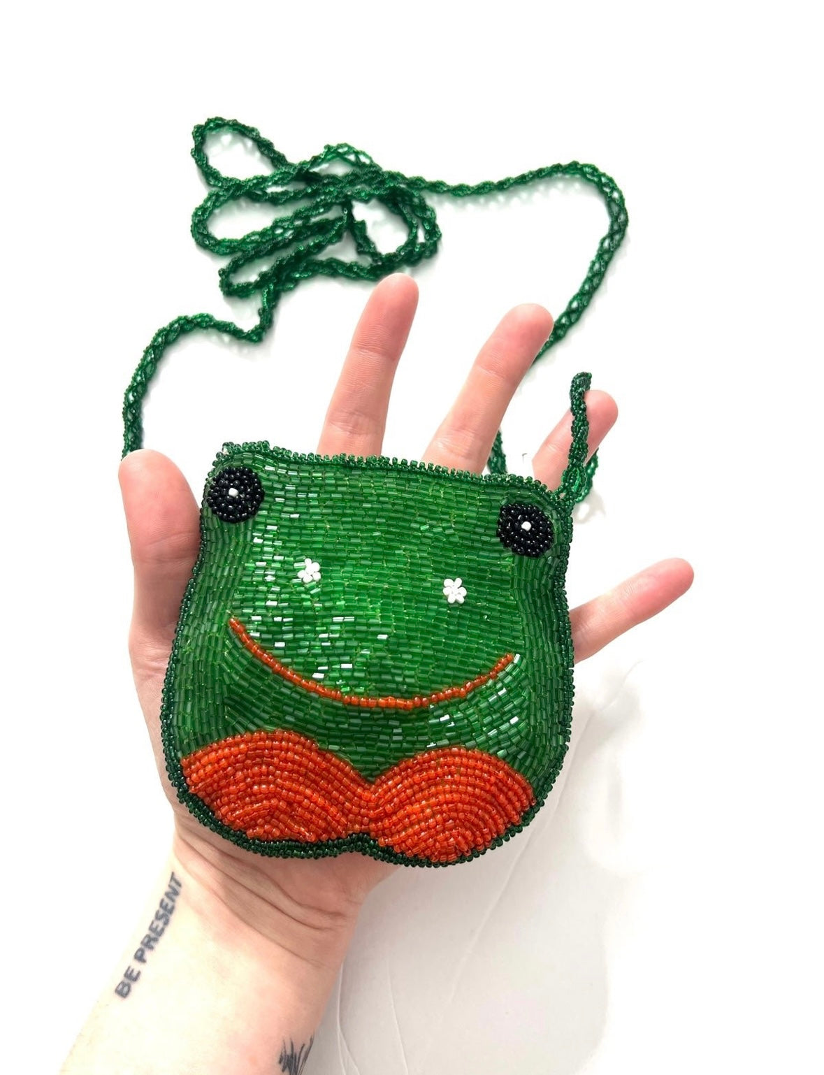 Beaded frog purse