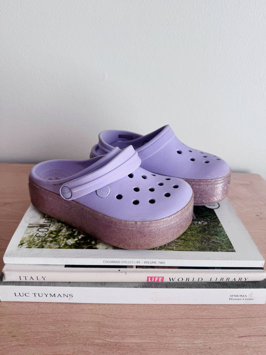 Purple platform crocs size 13C